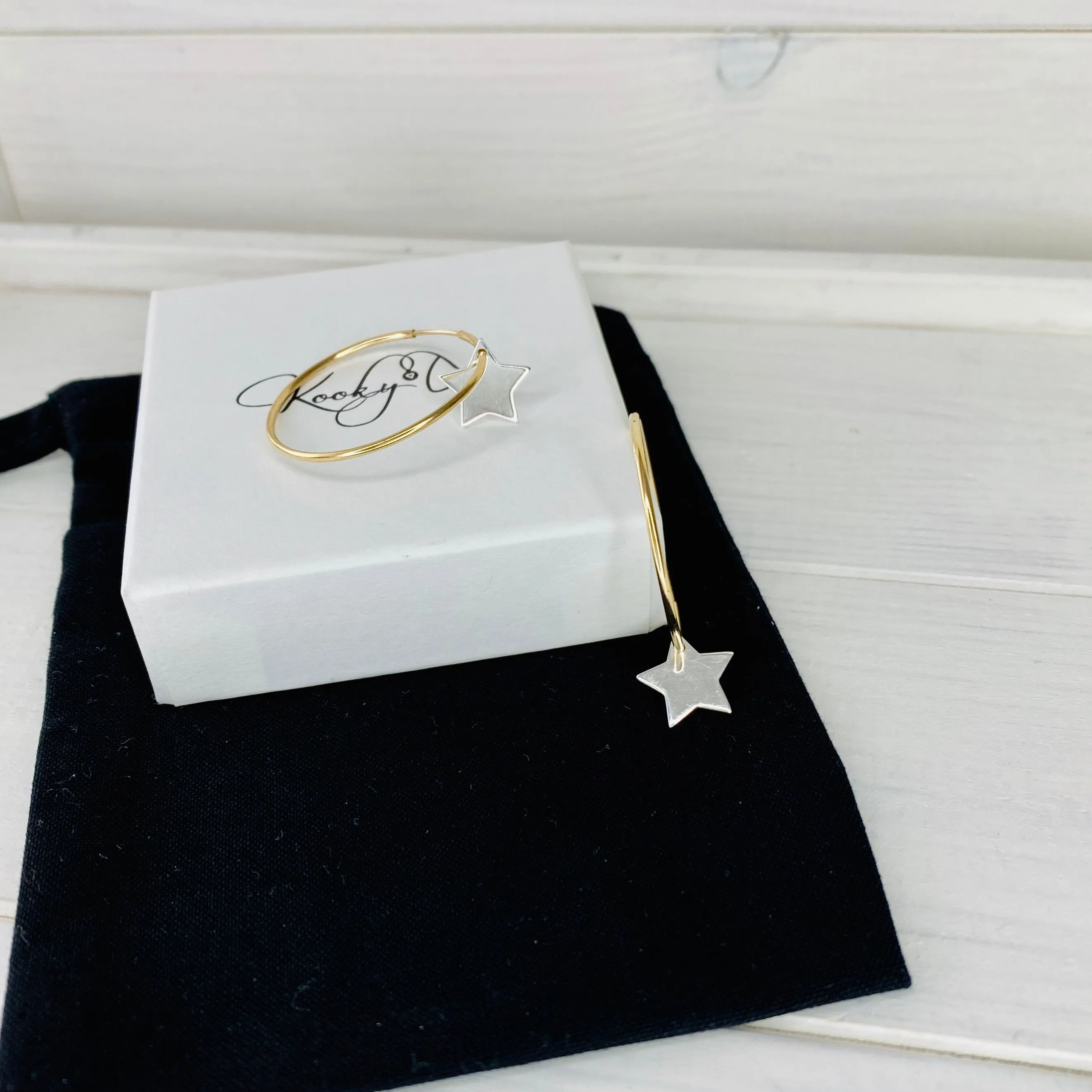 Gold & Silver Star Hoop Earrings