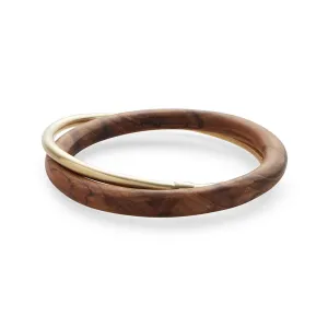 Gold and Wood Interlocking Bangle