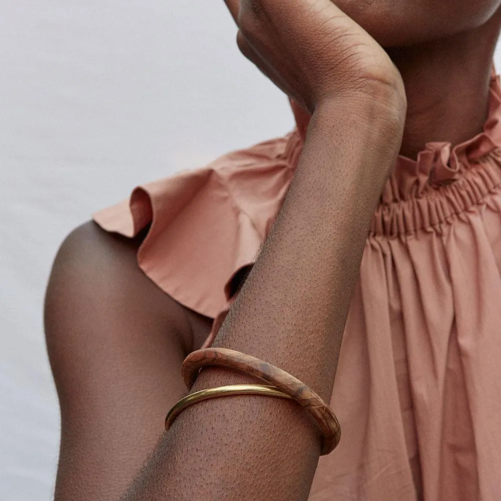 Gold and Wood Interlocking Bangle