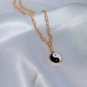 Gold Chain Yin & Yang Necklace-Yin And Yang Necklaces,Retro Necklaces,Gold Necklaces In The UK,Gold Jewellery In The UK,Minimalist Necklaces