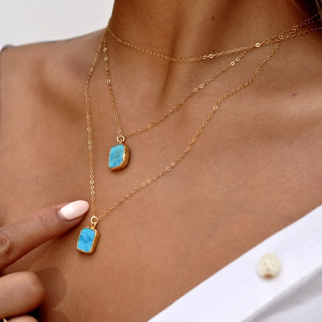Gold Dipped Turquoise Necklace