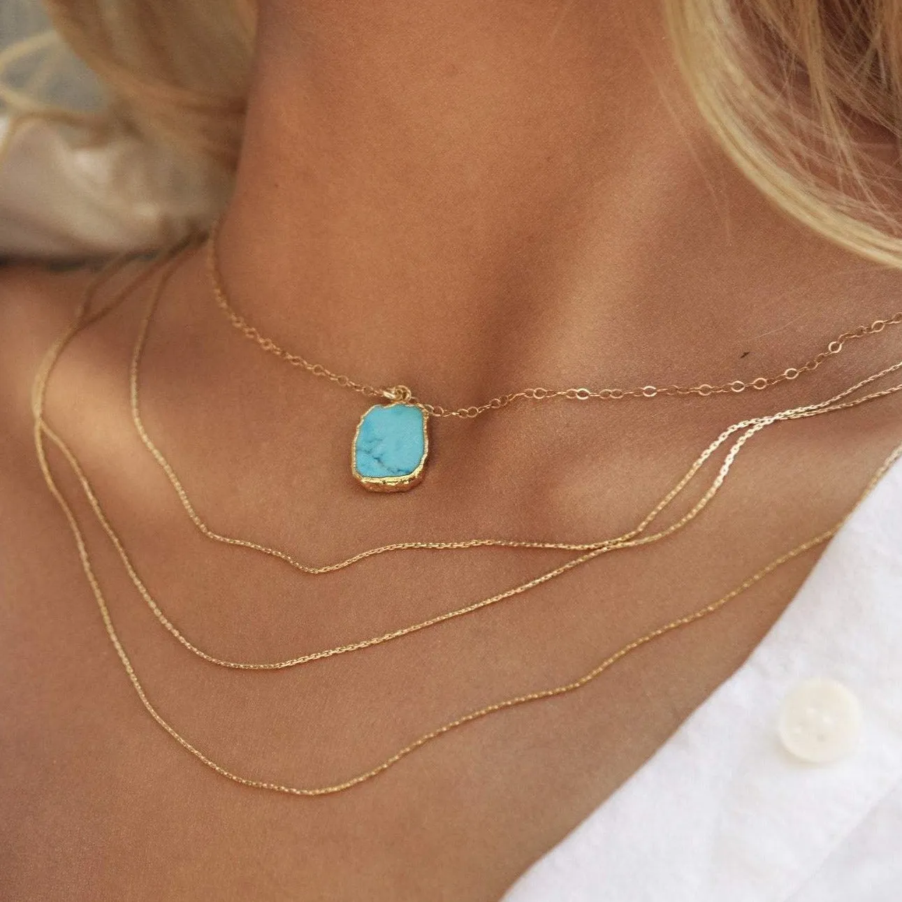 Gold Dipped Turquoise Necklace