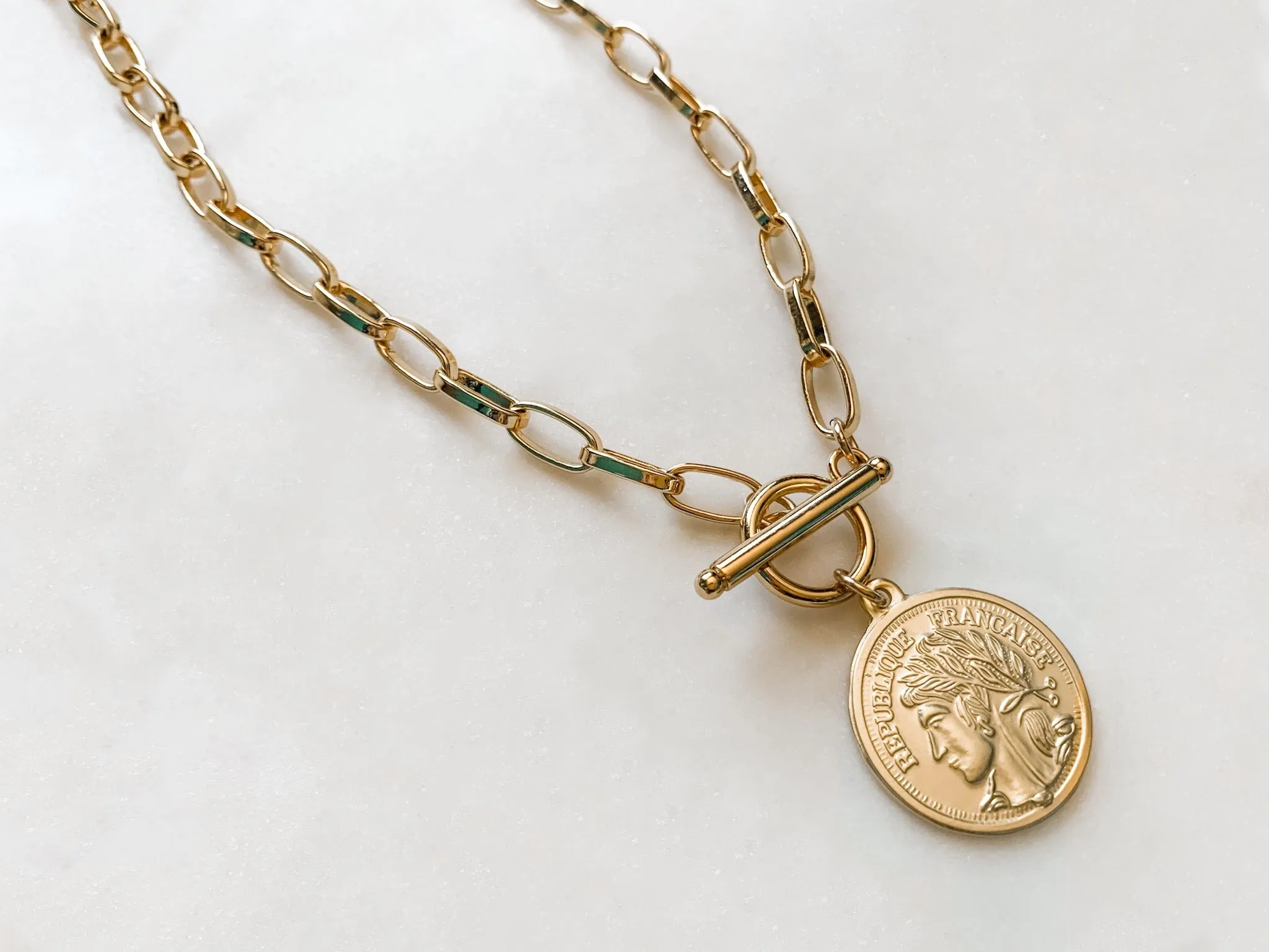 Gold Filled French Coin Necklace