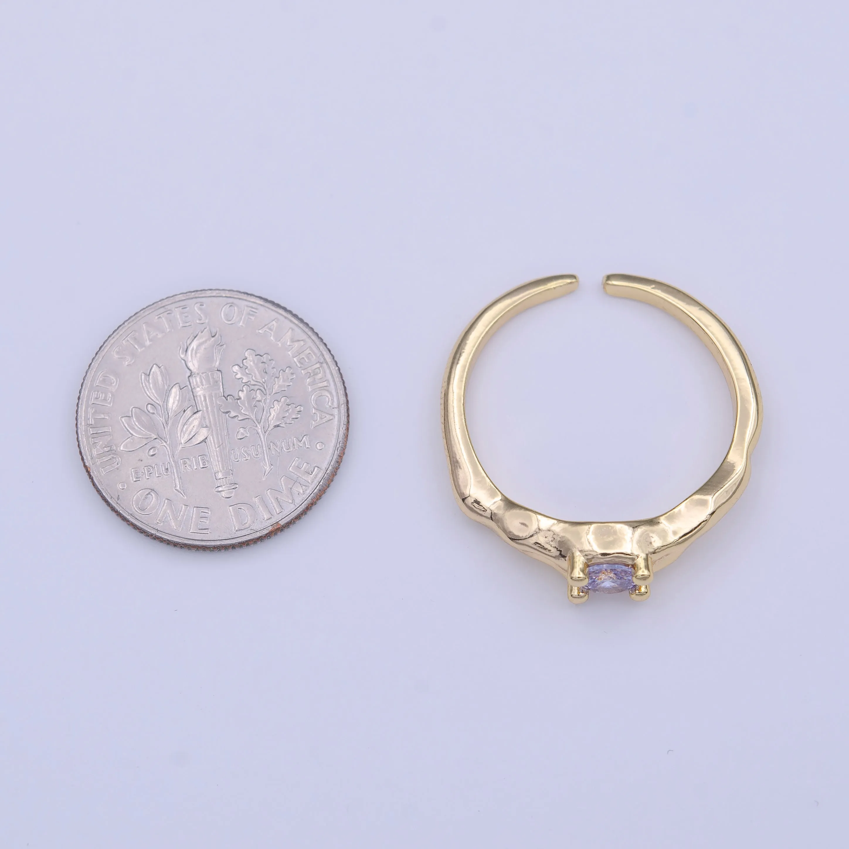 Gold Filled Solitaire Cubic Zirconia Geometric Abstract Adjustable Ring | Y-420