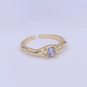 Gold Filled Solitaire Cubic Zirconia Geometric Abstract Adjustable Ring | Y-420