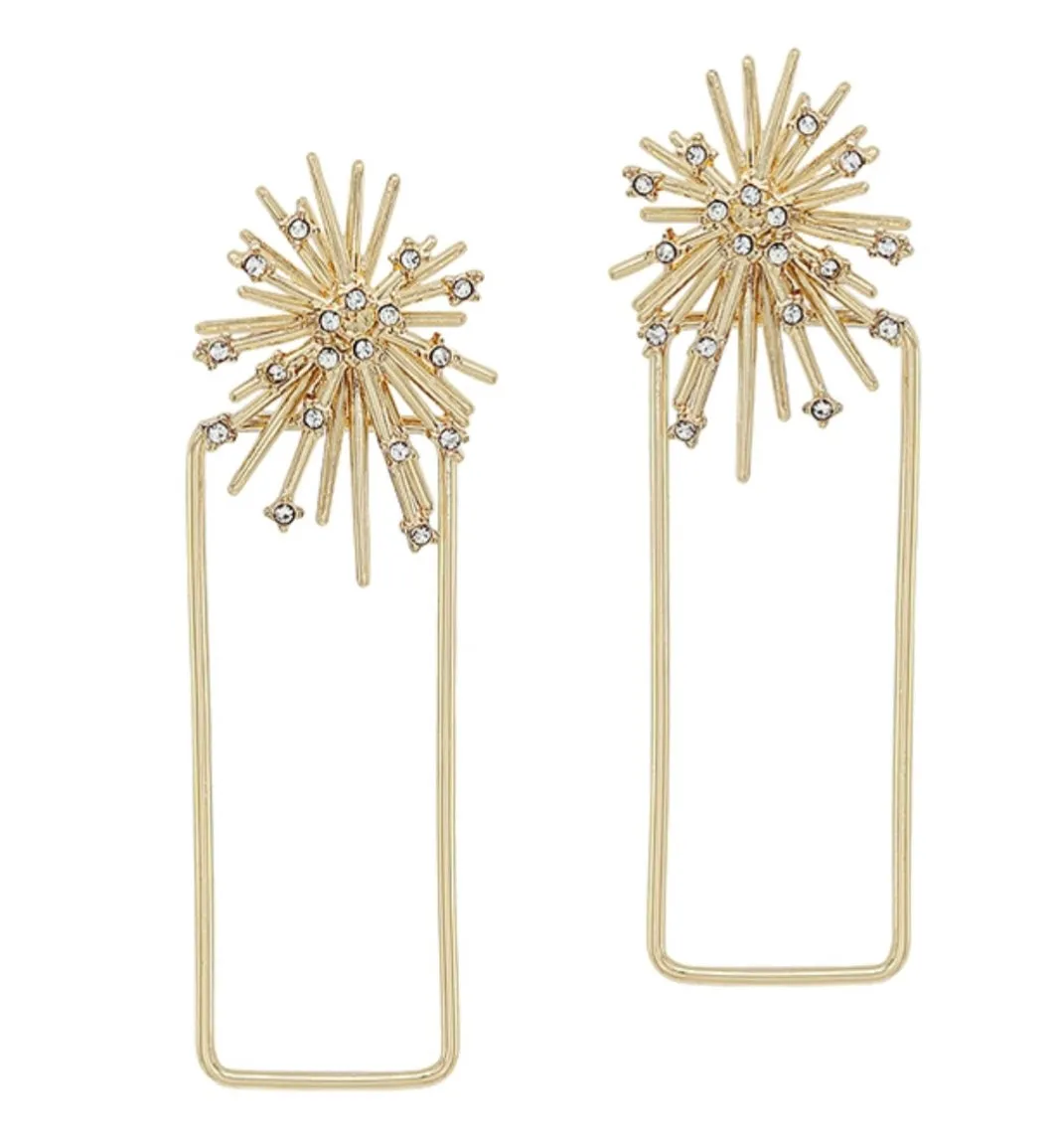 Gold Firework Earring with Hoop