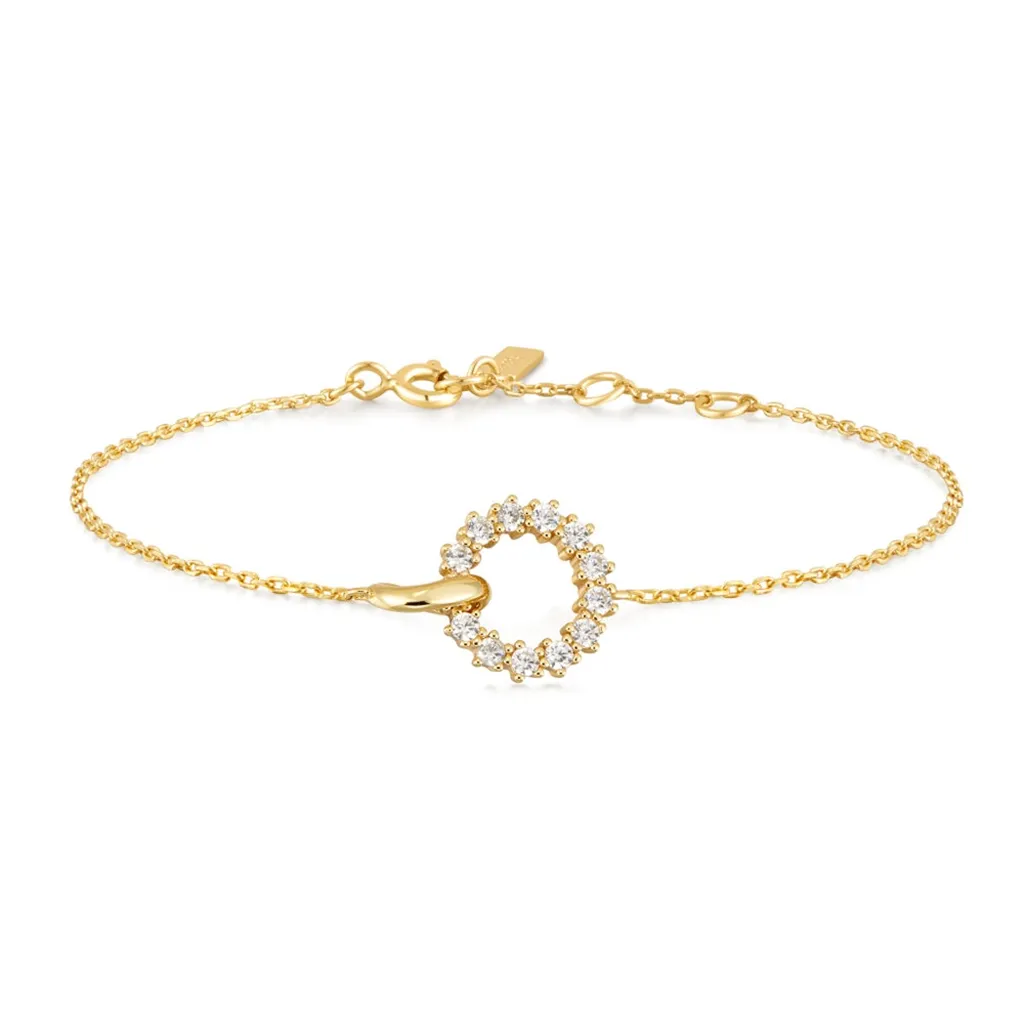 Gold Plated Cubic Zirconai Interlocking Circle Bracelet by Ania Haie