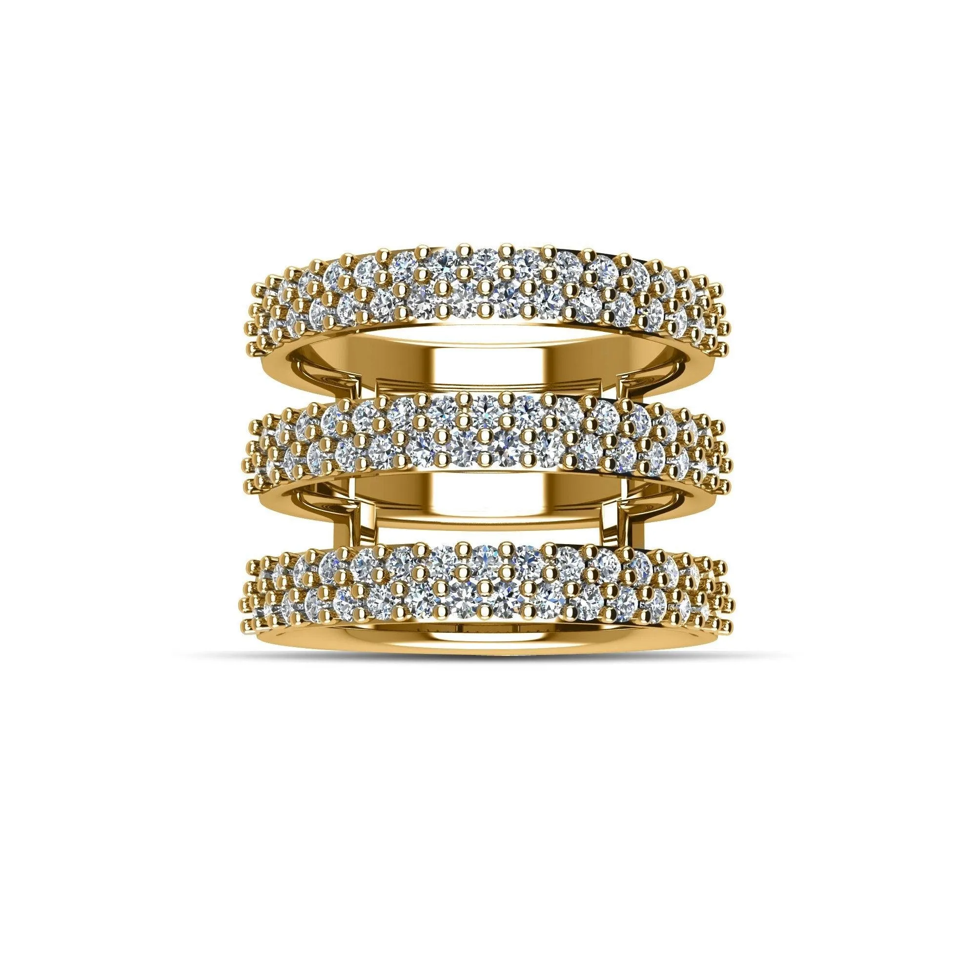 Gold-Plated Cubic Zirconia Fashion Geo Ring in Sterling Silver
