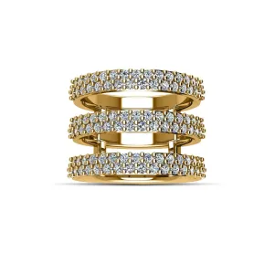 Gold-Plated Cubic Zirconia Fashion Geo Ring in Sterling Silver