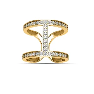 Gold Plated over Sterling Silver Cubic Zirconia Fashion Geo Ring