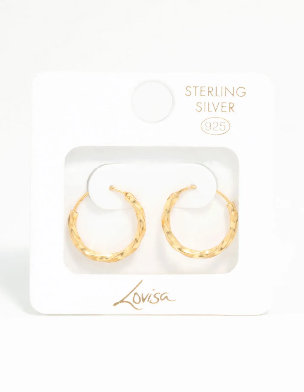 Gold Plated Sterling Silver Twisted Hoop Earrings 15MM