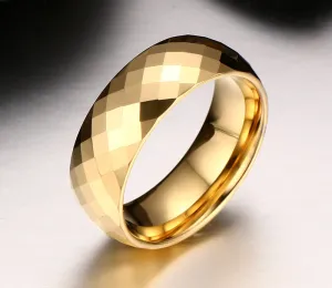 Gold Plated Tungsten Diamond cut Ring