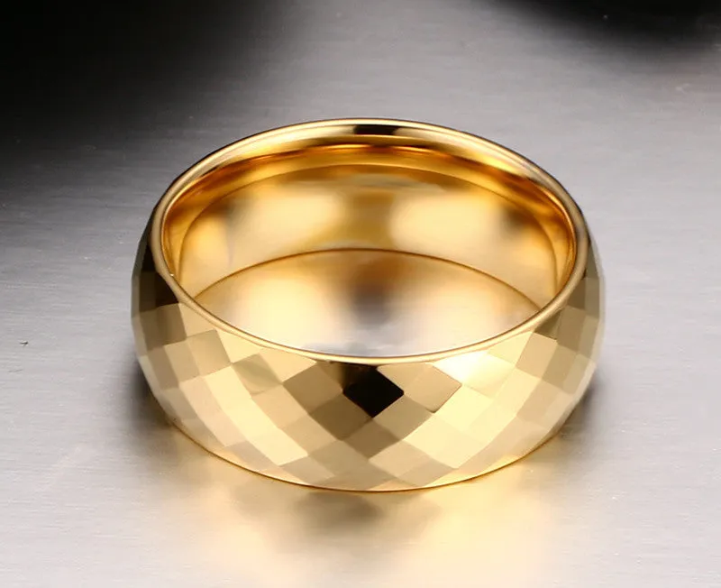 Gold Plated Tungsten Diamond cut Ring