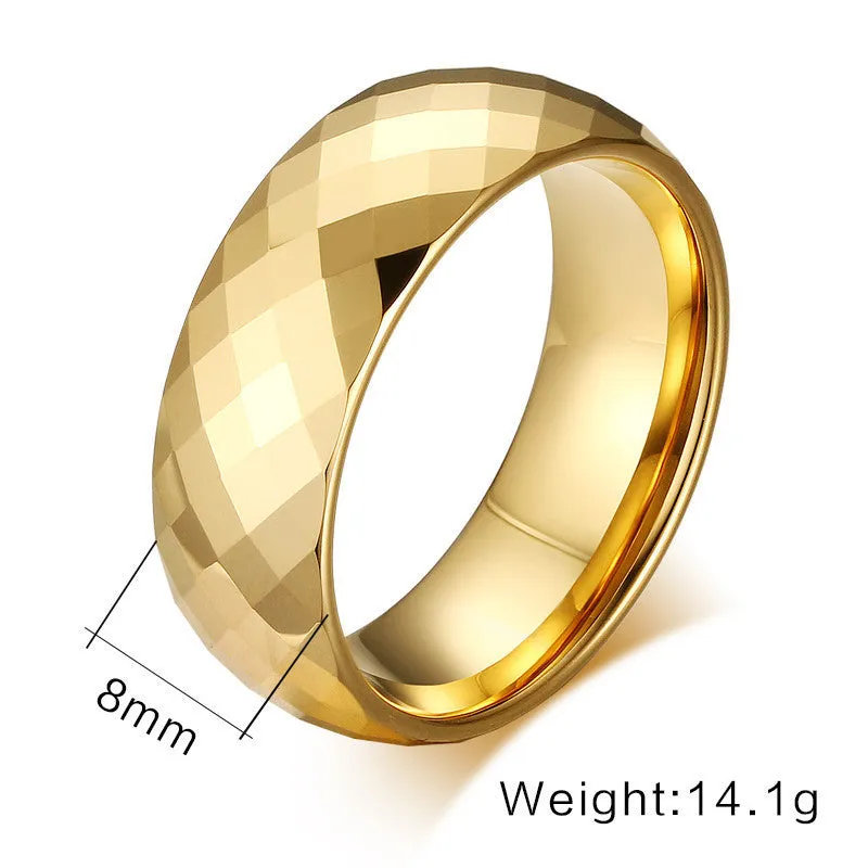 Gold Plated Tungsten Diamond cut Ring