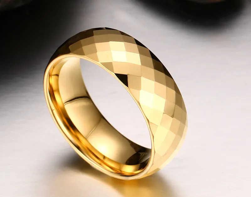 Gold Plated Tungsten Diamond cut Ring