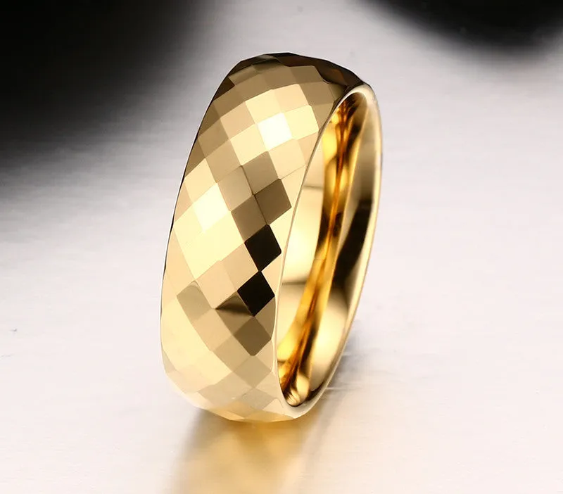 Gold Plated Tungsten Diamond cut Ring
