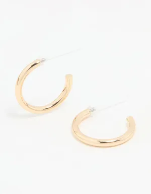 Gold Smooth Large Hoop Earrings
