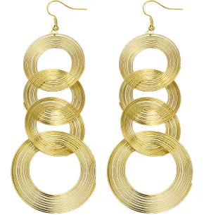 Gold Spiral Circular Hoops Earrings