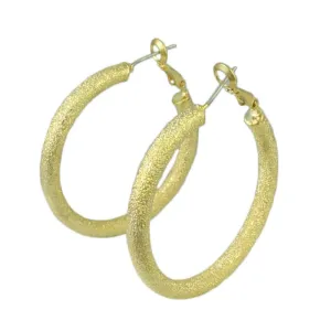 Gold-tone Frosted Medium Hoop Pierced Earring - MEC402