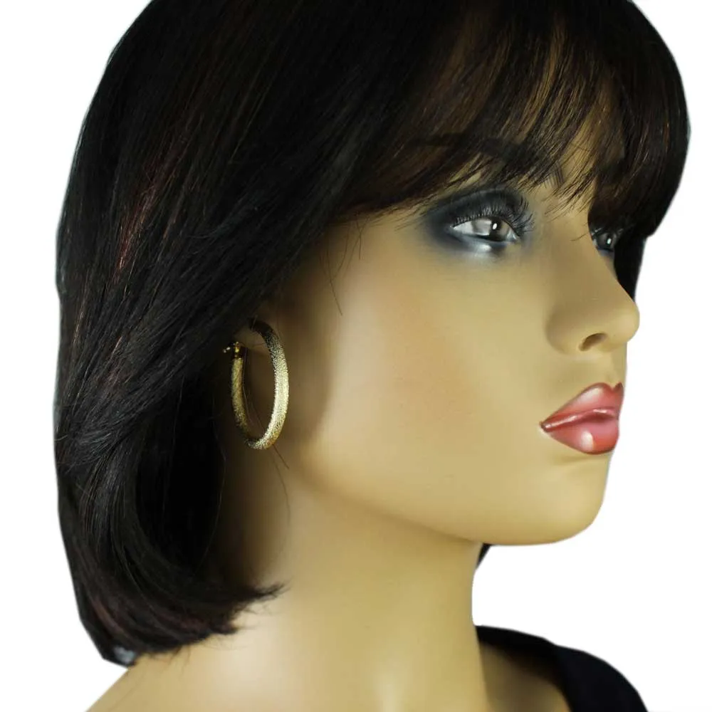 Gold-tone Frosted Medium Hoop Pierced Earring - MEC402