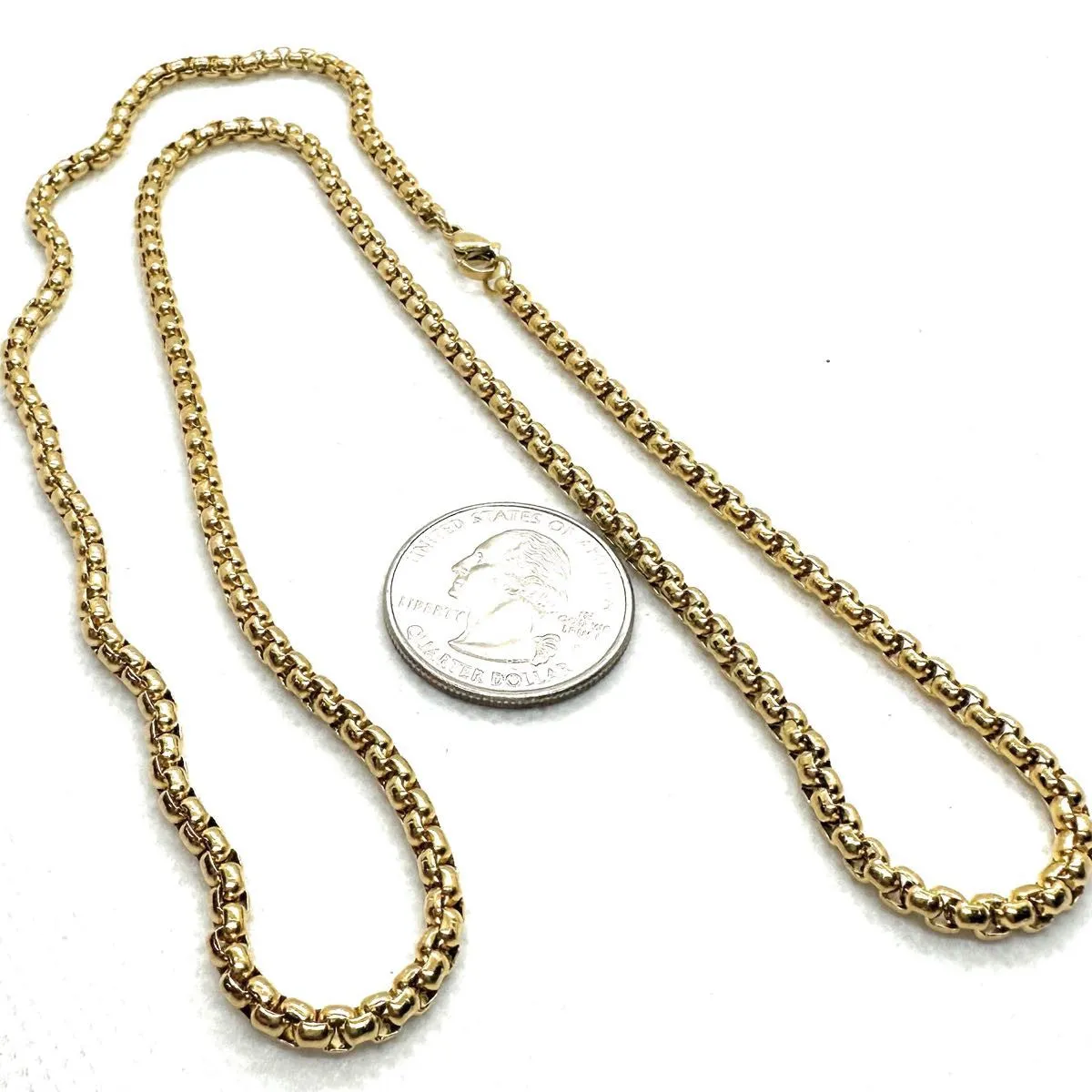 Gold-tone "Living on a Thin Line" Stainless Chain Necklaces (different lengths)