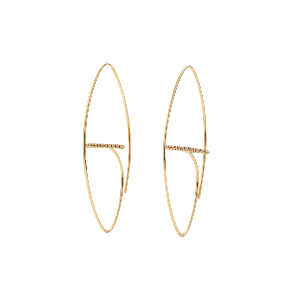 GOSSAMER Diamond Bar Floating Oval Earring Large size