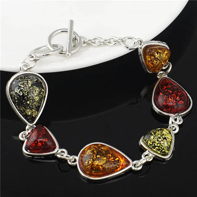 Gracious Baltic Simulated Synthetic Honey Multicolor Chic Link Bracelets & Bangles Bracelets For Women L81301