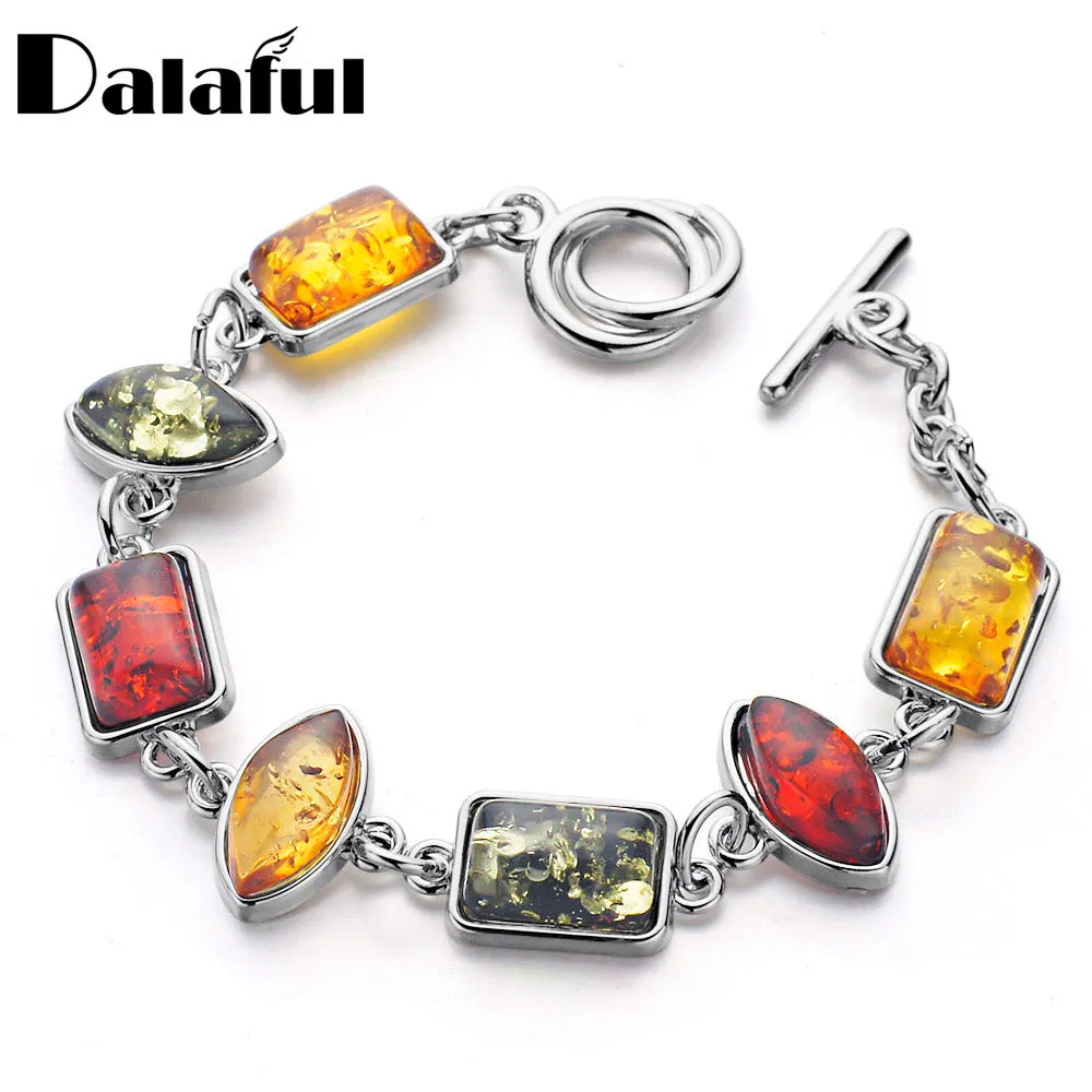 Gracious Baltic Simulated Synthetic Honey Multicolor Chic Link Bracelets & Bangles Bracelets For Women L81301