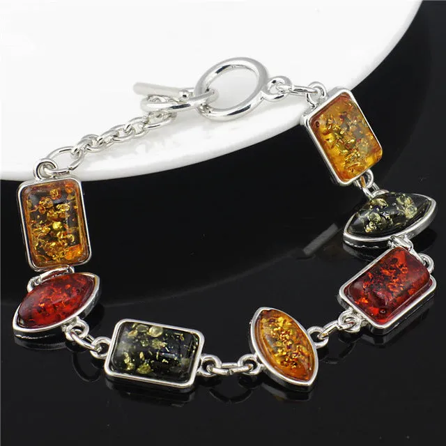 Gracious Baltic Simulated Synthetic Honey Multicolor Chic Link Bracelets & Bangles Bracelets For Women L81301