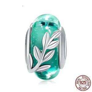 Green Leaf Murano Glass Beads