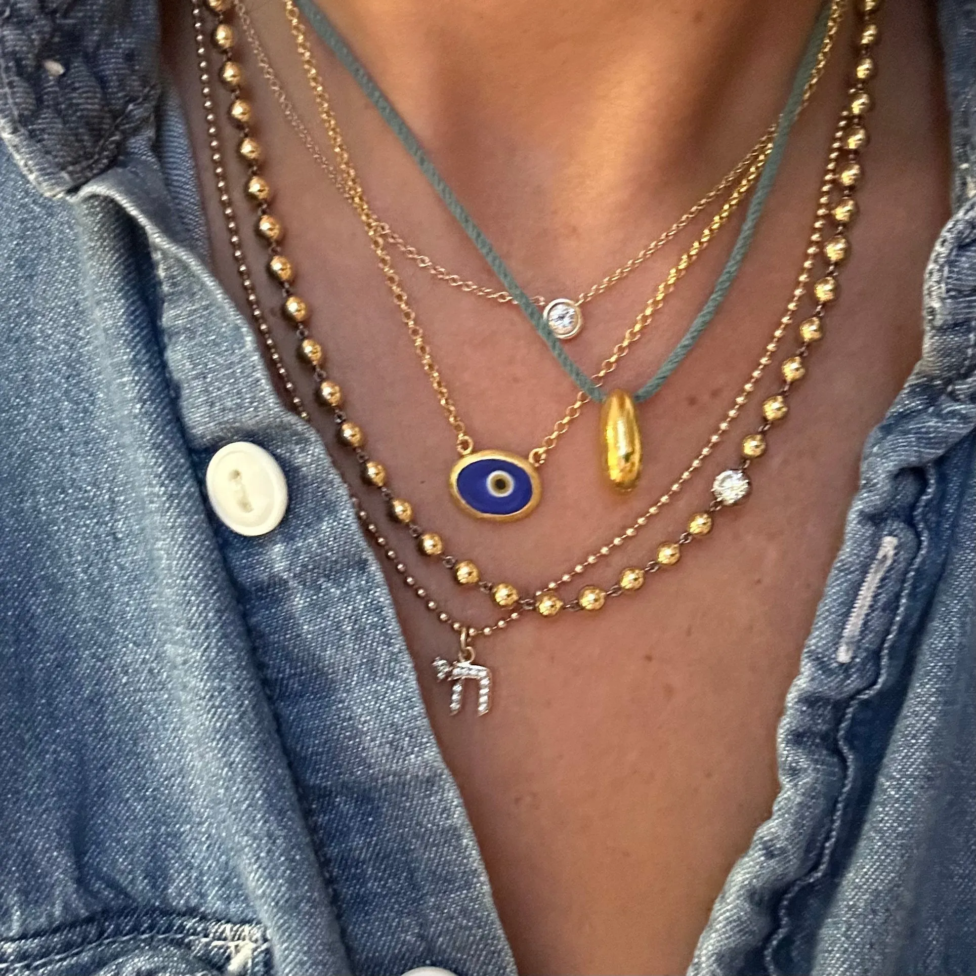 Green Protection Juju Evil Eye Choker in 18K Gold