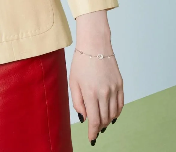 Gucci 18K White Gold Interlocking G Diamond Bracelet