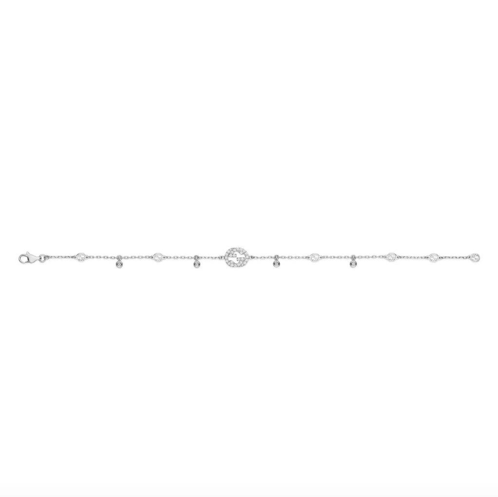 Gucci 18K White Gold Interlocking G Diamond Bracelet