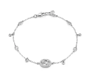 Gucci 18K White Gold Interlocking G Diamond Bracelet