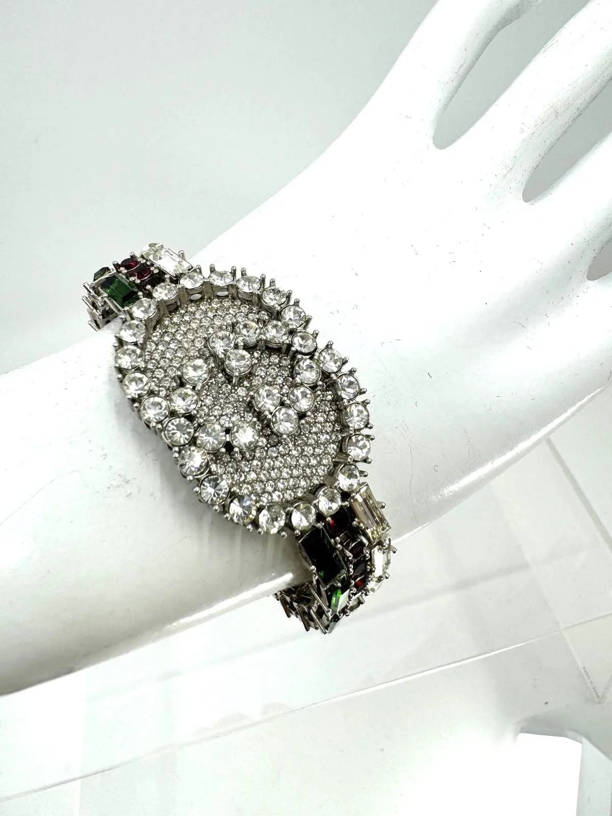 GUCCI DOUBLE G WEB CRYSTALS TENNIS BRACELET