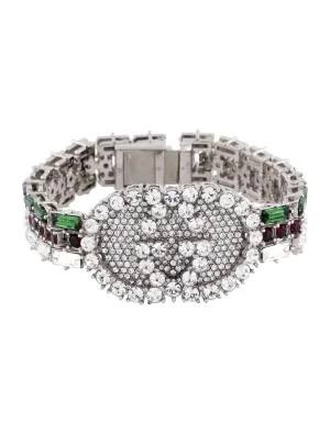 GUCCI DOUBLE G WEB CRYSTALS TENNIS BRACELET