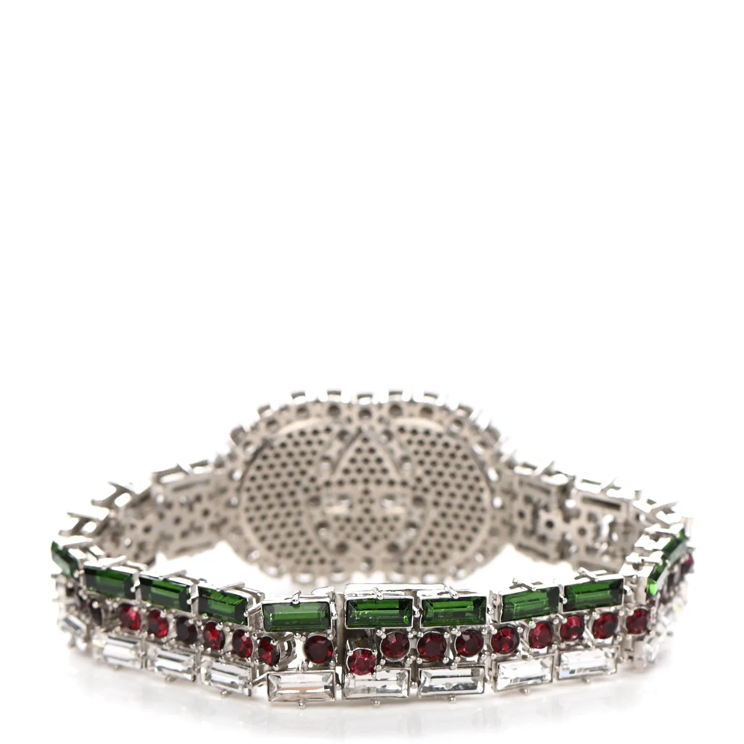 GUCCI DOUBLE G WEB CRYSTALS TENNIS BRACELET