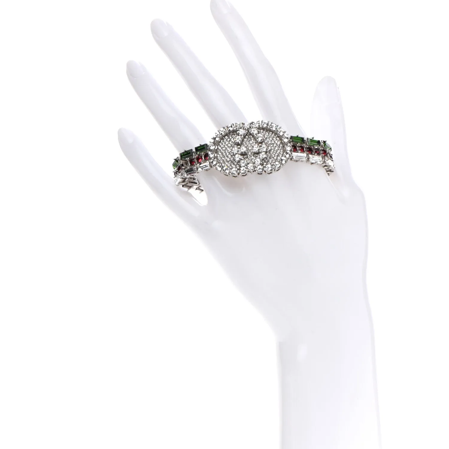 GUCCI DOUBLE G WEB CRYSTALS TENNIS BRACELET