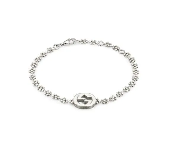 Gucci Sterling GG Beaded Link Bracelet