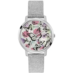Guess Mariposa Silver Leather Women's Watch GW0008L1