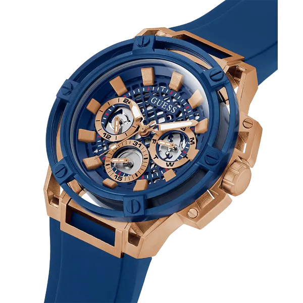 Guess Matrix Blue Silicone Strap Blue Dial Quartz Watch for Gents - GW0423G1