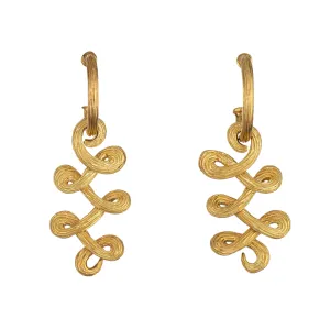 H Stern Earrings 18k Yellow Gold Swirl Ribbon Design Estate Fine Signed Jewelry