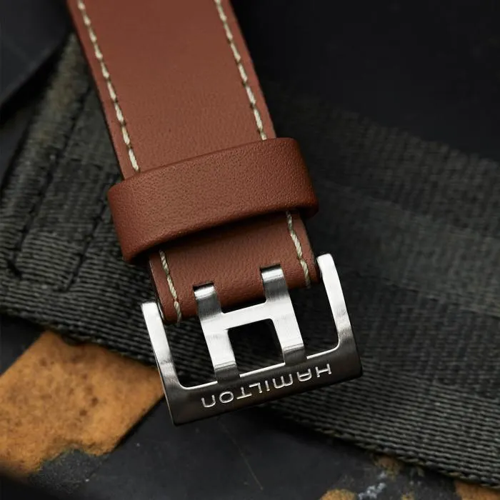 Hamilton Khaki Aviation X-Wind Auto Chrono on leather