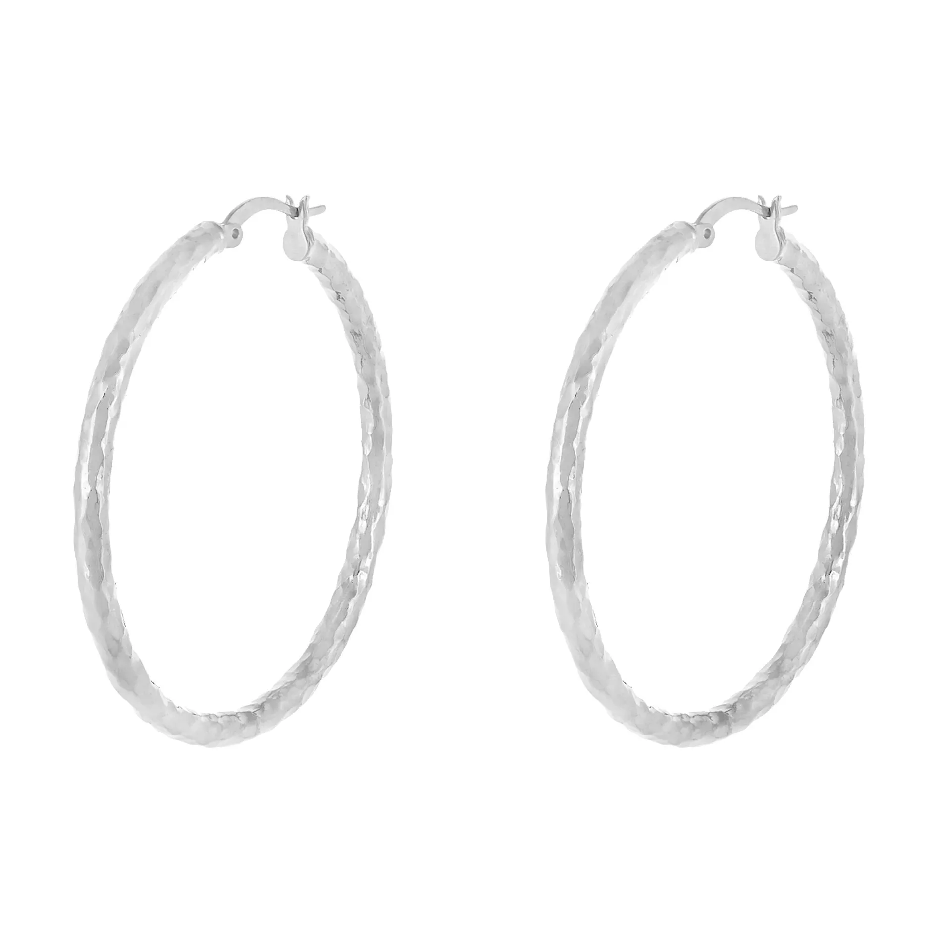 Hammered Hollow Hoop Earring