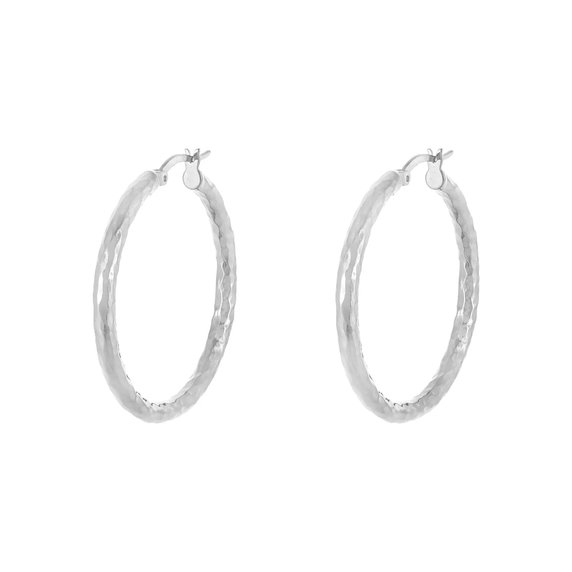 Hammered Hollow Hoop Earring