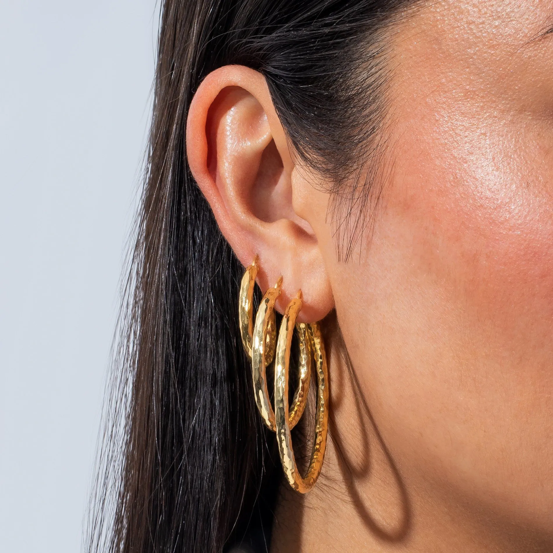 Hammered Hollow Hoop Earring