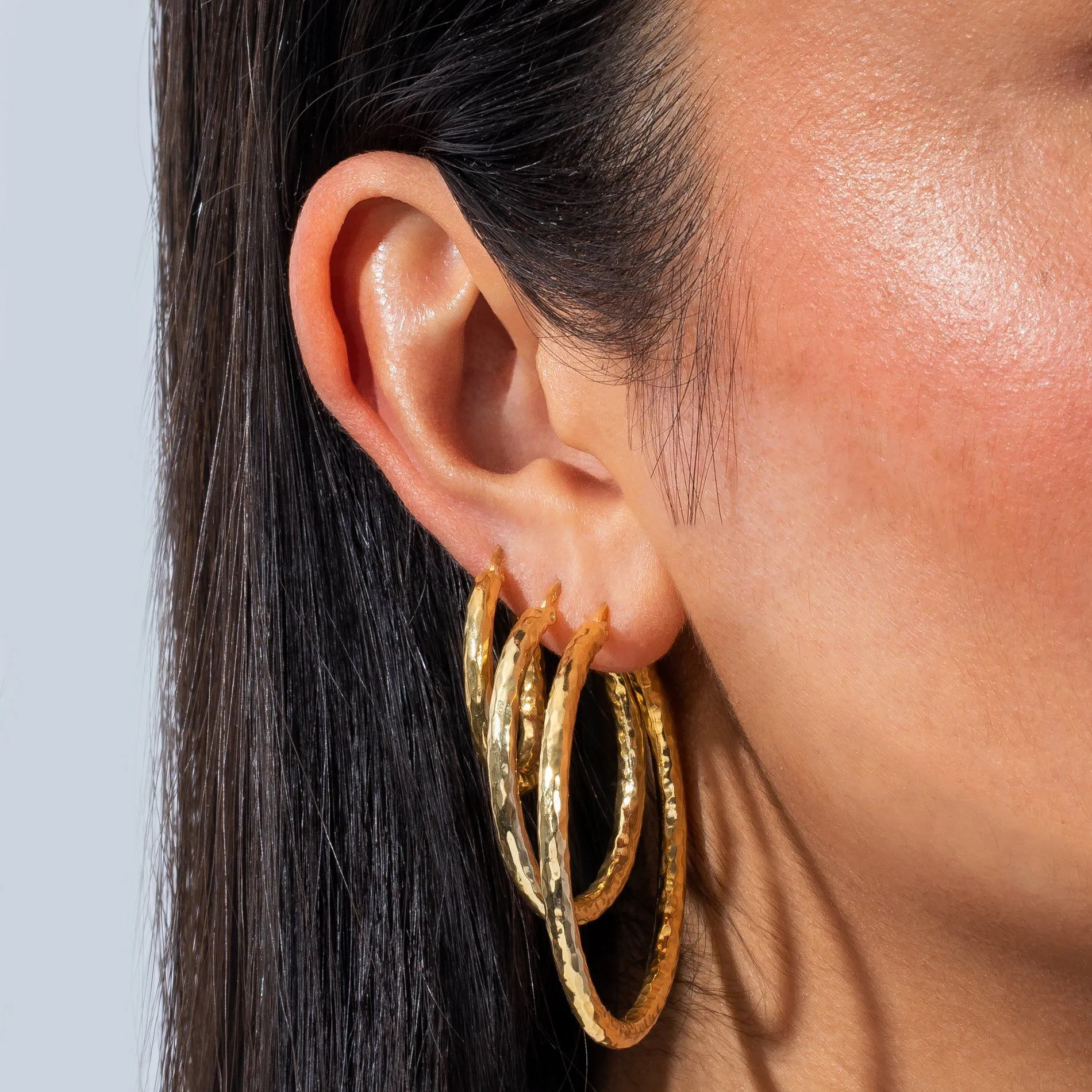 Hammered Hollow Hoop Earring