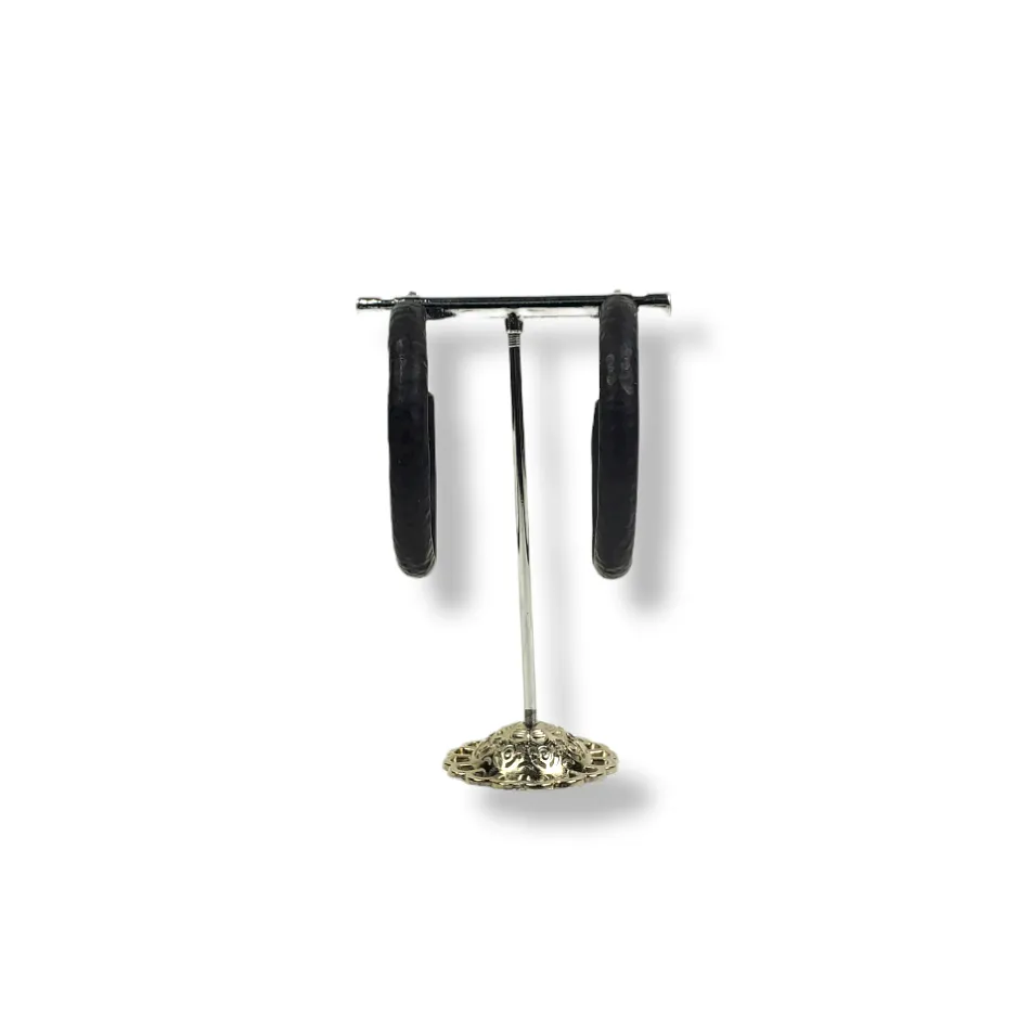 Hammered Hoop Earrings Large - Solid Color - Black