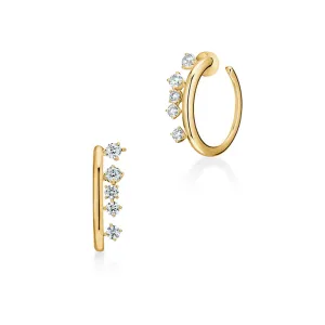 Hearts On Fire Barre 18k Yellow Gold Floating Diamond Small Hoops