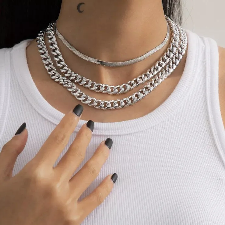 Herringbone Necklace | Cuban Necklace | Herringbone Chain | Cuban Chain | Womens necklaces | Womens Necklace Set | Pack of Necklaces | Chain